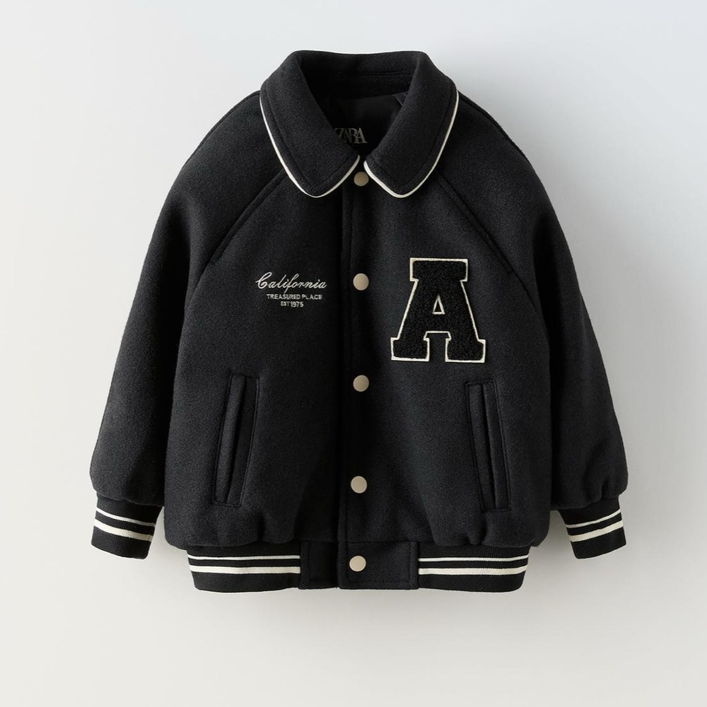Zara Kids Black and White Varsity Jacket